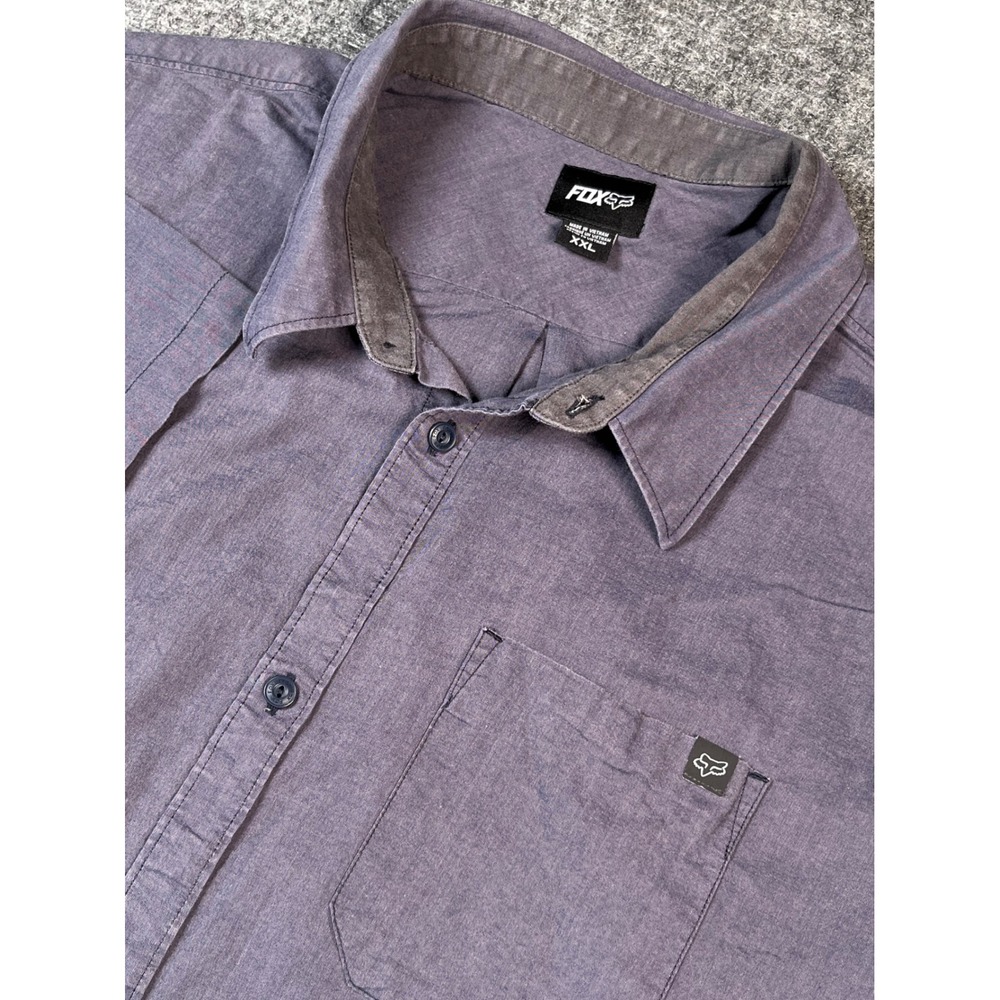 Fox Racing Men's XXL Short Sleeve Button Up Shirt Casual‎ Gray Two Tone